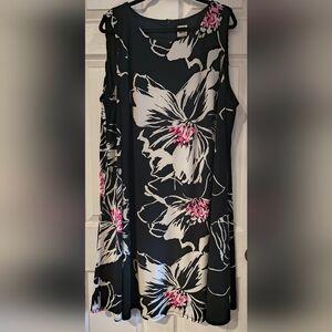 Anne Klein Plus Size 24W Black Floral Tank Top Style Dress